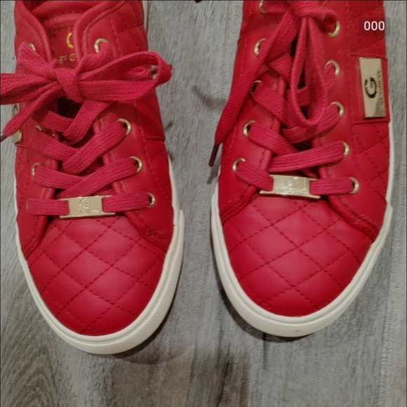 G by Guess los Angeles Backer  red quilted lace up sneakers - Picture 5 of 10